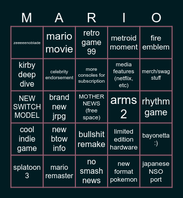 nintenny direct Bingo Card