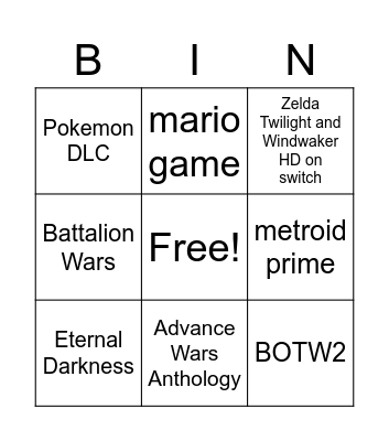Untitled Bingo Card