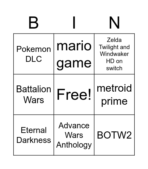 Untitled Bingo Card