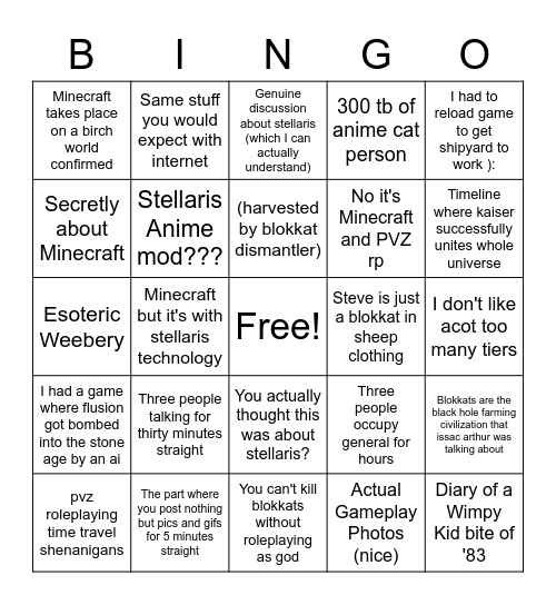 Gigas Bingo Card