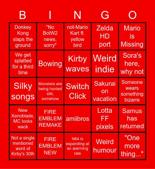 ninty d feb 2022 Bingo Card