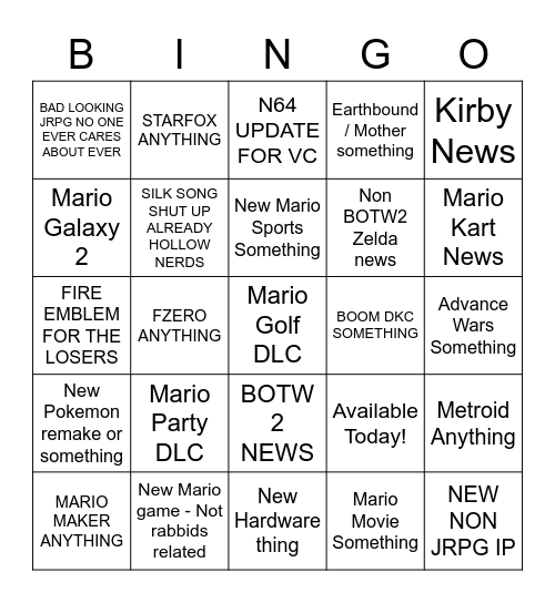 BarbarousKing - Nintendo Direct 2022-02-09 Bingo Card