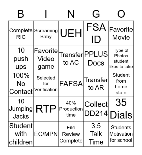 Finance Bingo! Bingo Card