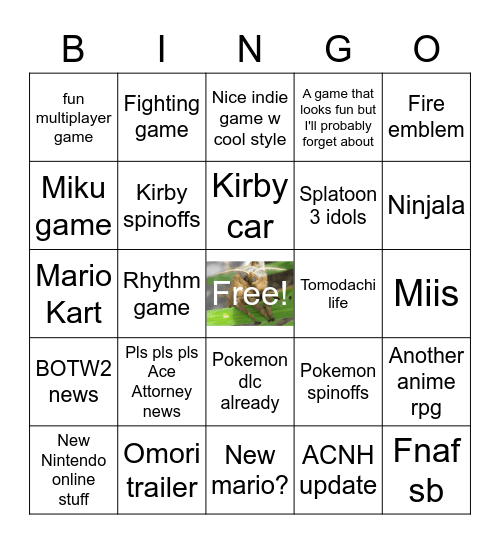 Yooo Nintendo Direct Bingo Card