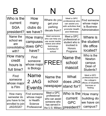 Welcome to Georgia Perimeter College Bingo Card