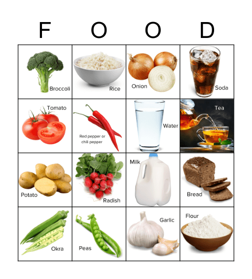 Food Bingo Card