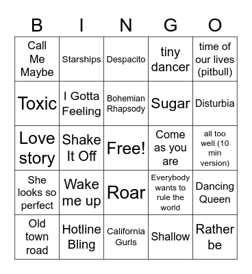 Middle House Bingo Night Bingo Card