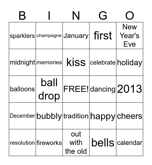 Umali New Year Bingo Card
