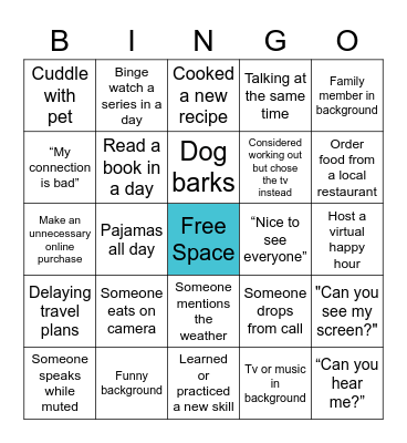 Virtual Happy Hour Bingo Card