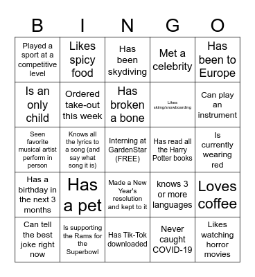 GardenStar Spring 2022 Bingo Game Bingo Card