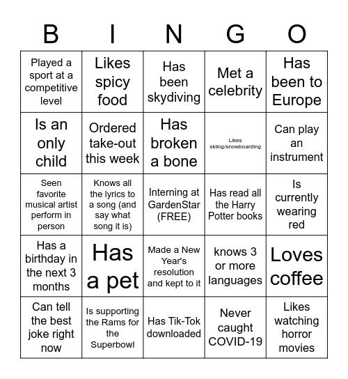 GardenStar Spring 2022 Bingo Game Bingo Card