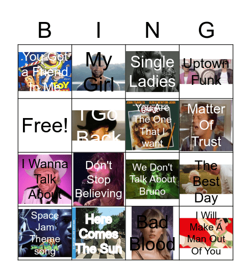 Music BINGO # 1 Bingo Card