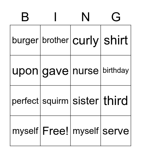 Week 3 Unit 6 Spelling Bingo Card