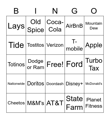 Craige Superbowl Bingo Card