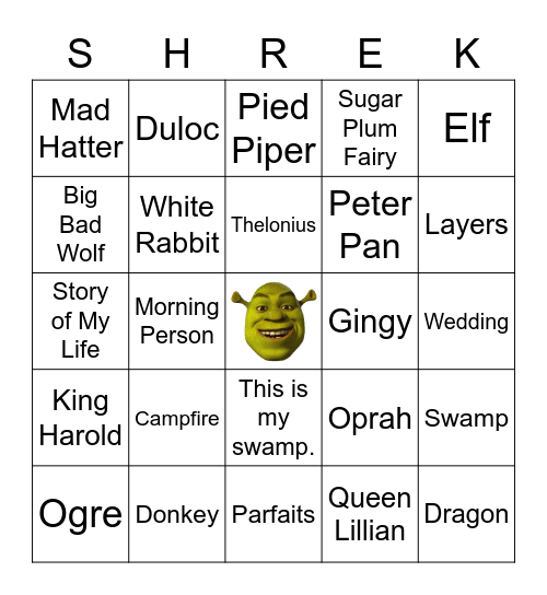 Shrek BINGO Card