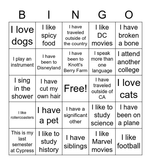 Untitled Bingo Card