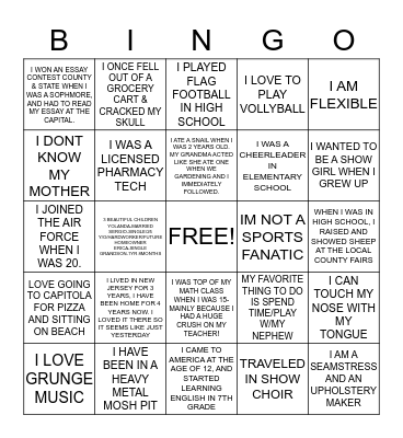 TEAM BUILDING FUN FACTS Bingo Card