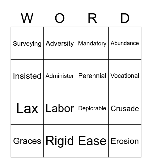 Vocab Module 6 Review Bingo Card