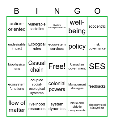 Frameworks Bingo Card