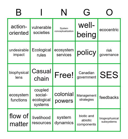 Frameworks Bingo Card