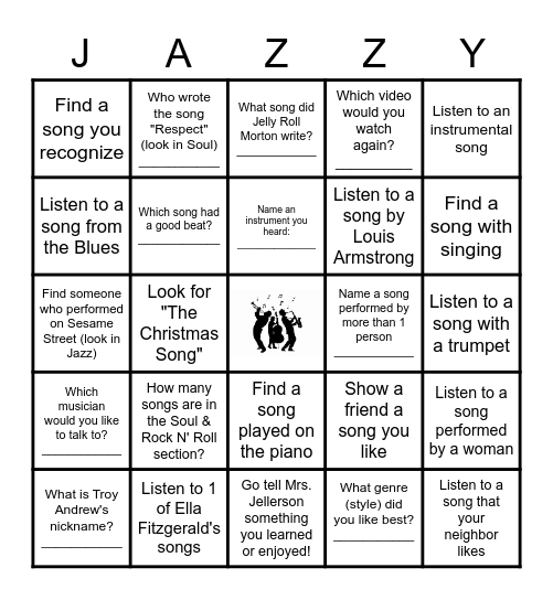 Jazz, Blues, Soul, and Boogie Woogie Bingo! Bingo Card