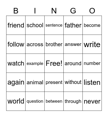 BINGO! Bingo Card