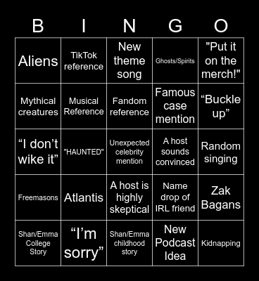 This Podcast Doesn't Exist Bingo Card
