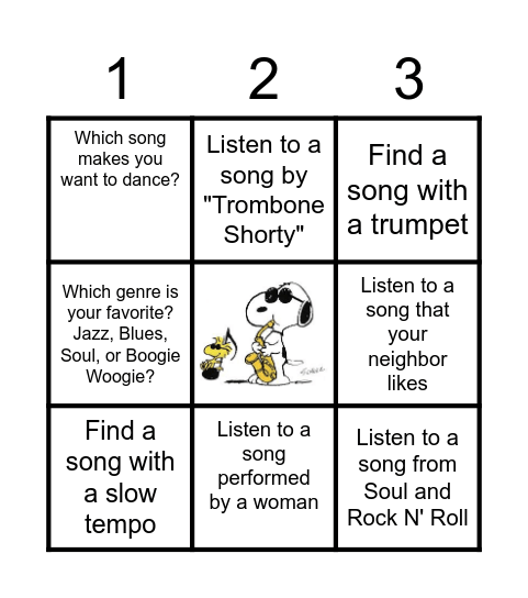 Jazz, Blues, Soul, and Boogie Woogie Bingo! Bingo Card