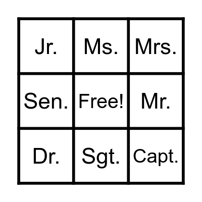 Abbreviations - People Bingo Card