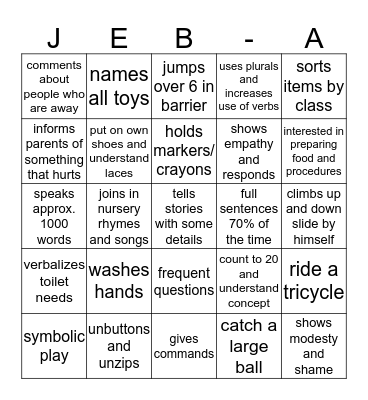 Milestones! Bingo Card