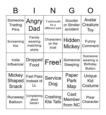 Animal Kingdom Bingo Card