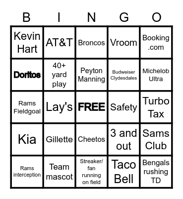 SUPER BOWL 2022 Bingo Card