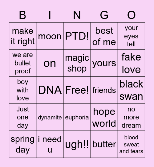 @minithetic Bingo Card