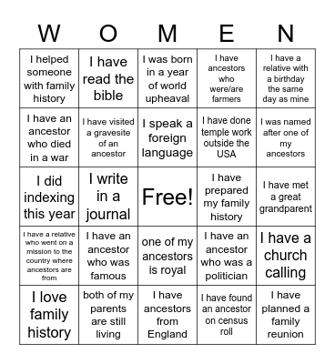 Righteous Women Bingo Card