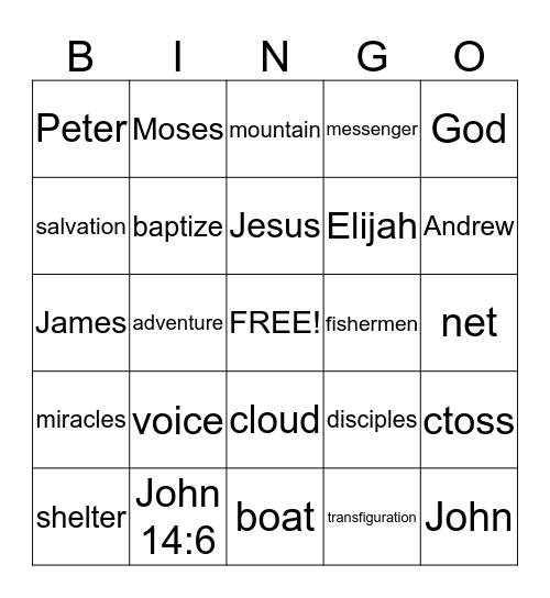 ADVENTURES WITH JESUS Bingo Card