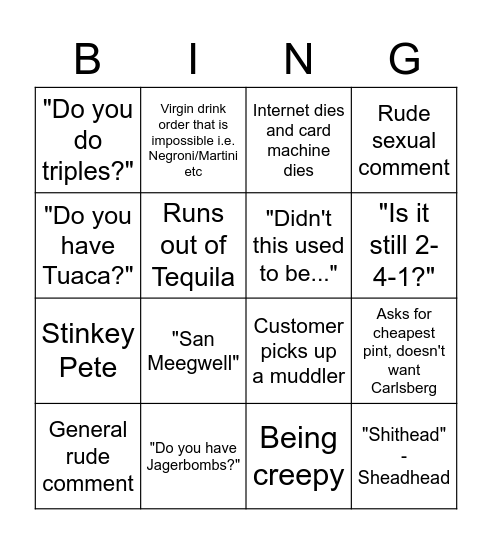 Rossi Bingo Card