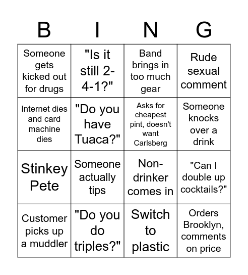 Rossi Bingo Card