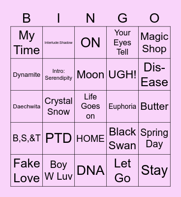 @__mozzabella Bingo Card