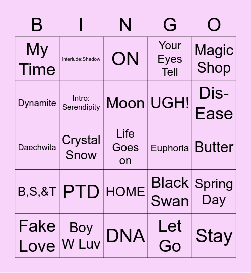 @__mozzabella Bingo Card