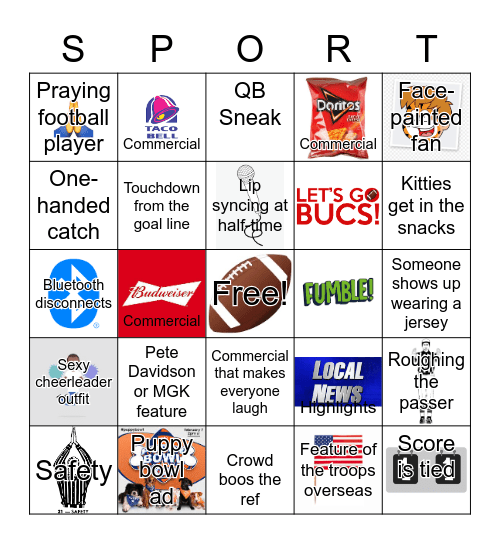 Super Bowl Bingo Card