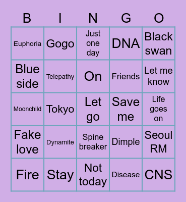 @Euphorialli Bingo Card