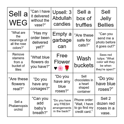 Valentine’s Week Bingo Card
