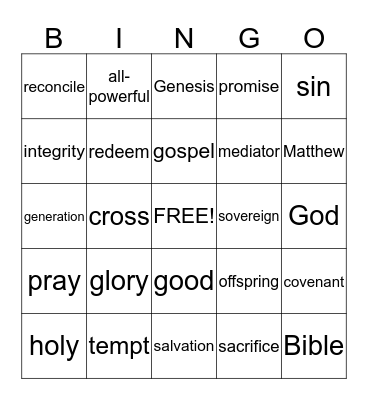 Bible Review Bingo Card