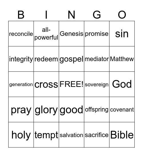 Bible Review Bingo Card