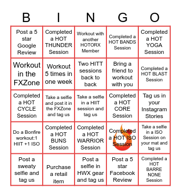 HOTWORX BINGO Card