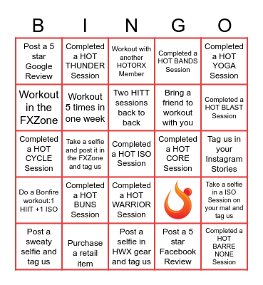 HOTWORX BINGO Card