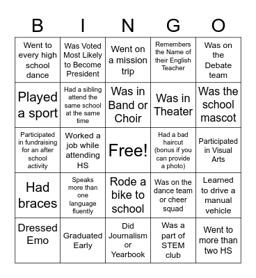 OLD SCHOOL BINGO Card