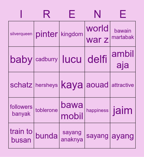 mau menang. Bingo Card