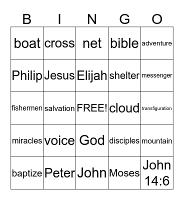ADVENTURES WITH JESUS Bingo Card
