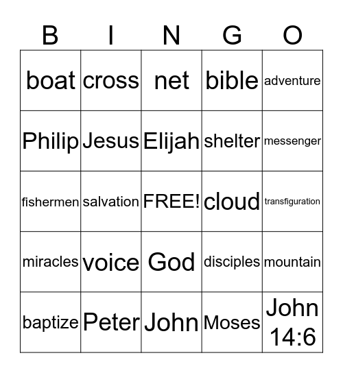 ADVENTURES WITH JESUS Bingo Card